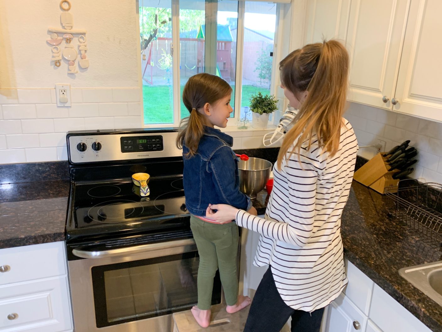 Mom and daughter talking