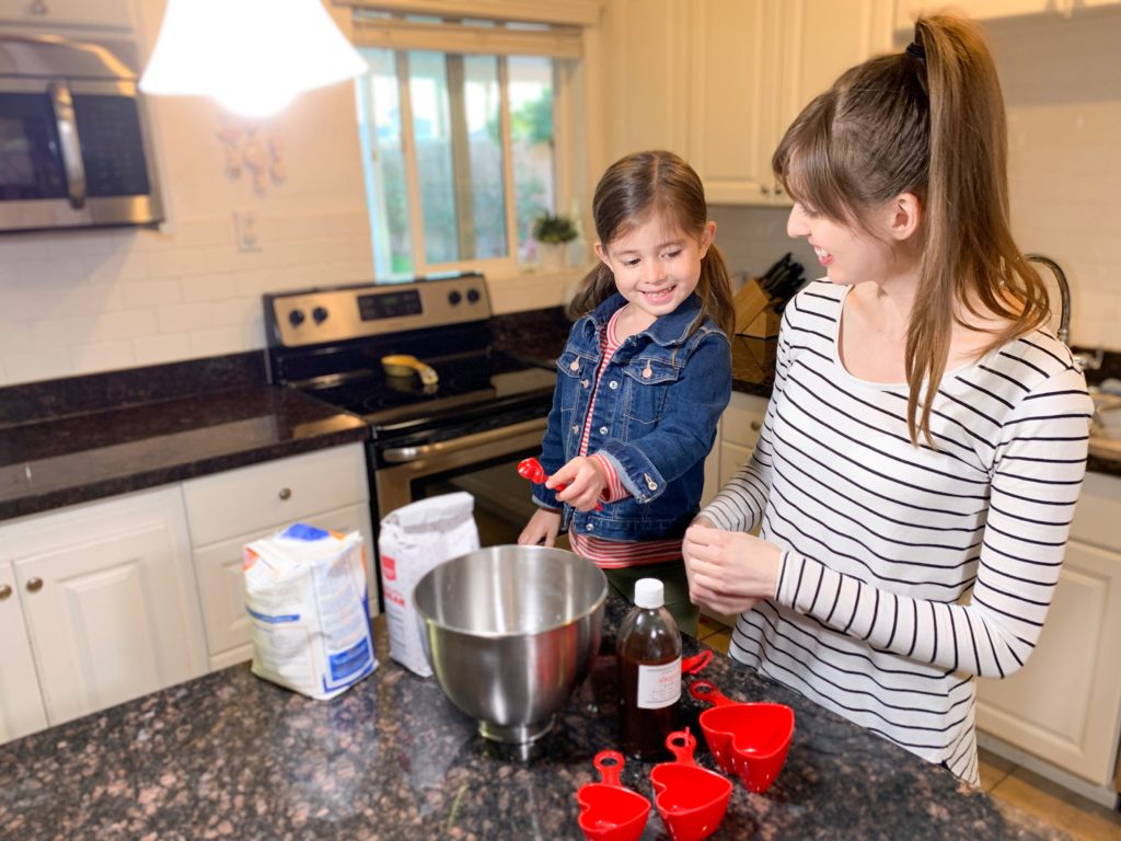 Mom and daughter baking
