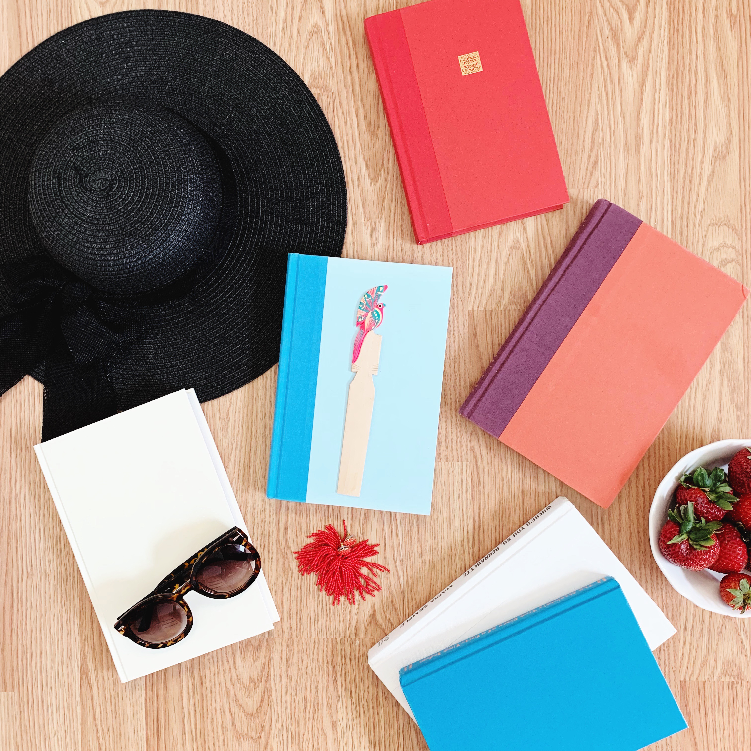 Books for summer reading list flat lay